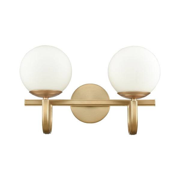 Atlas Caroline 2-Light Vanity Light Fixture - Modern Geometry with Opal Glass for Timeless Elegance Brushed Gold 16'' WL11548-GD