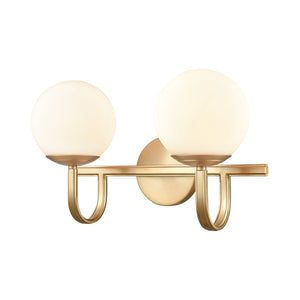 Atlas Caroline 2-Light Vanity Light Fixture - Modern Geometry with Opal Glass for Timeless Elegance Brushed Gold 16'' WL11548-GD