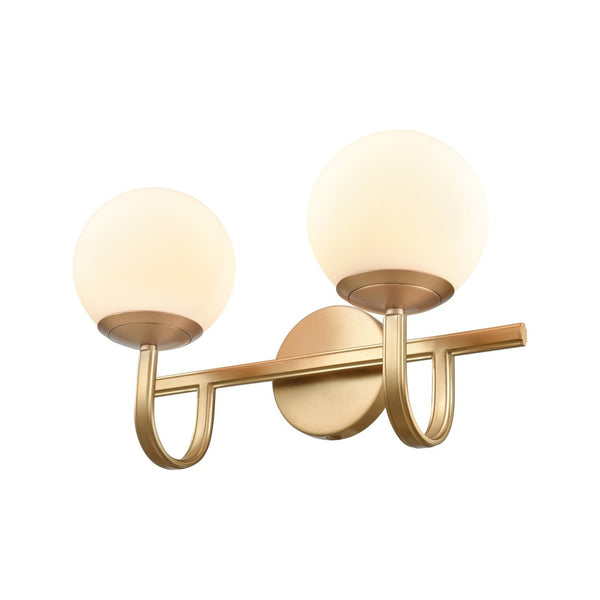 Atlas Caroline 2-Light Vanity Light Fixture - Modern Geometry with Opal Glass for Timeless Elegance Brushed Gold 16'' WL11548-GD