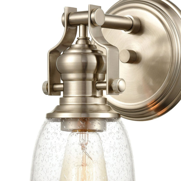 Atlas Chadwick 1-Light Sconce: Industrial Elegance for Stylish Indoor Lighting in Modern Spaces Satin Nickel 6'' WL11555-NK