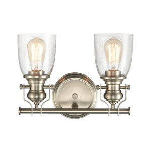 Atlas Chadwick 1-Light Sconce: Industrial Elegance for Stylish Indoor Lighting in Modern Spaces Satin Nickel 14'' WL11556-NK