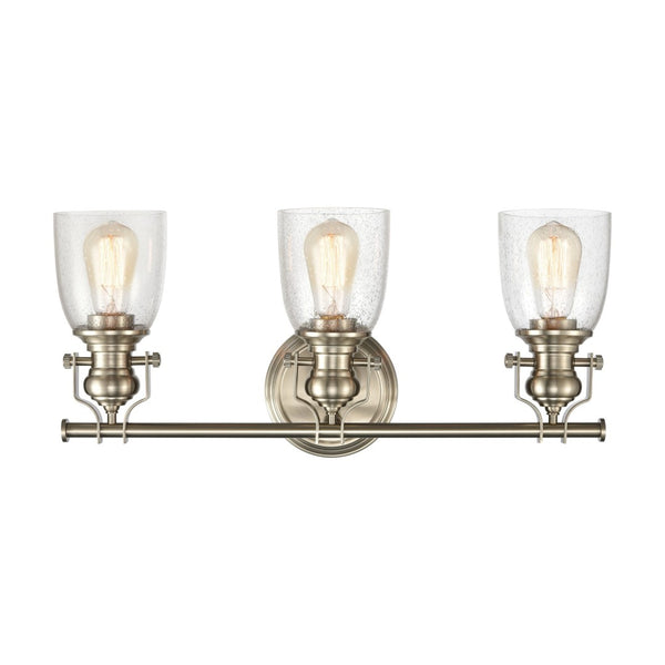Atlas Chadwick 1-Light Sconce: Industrial Elegance for Stylish Indoor Lighting in Modern Spaces Satin Nickel 23'' WL11557-NK