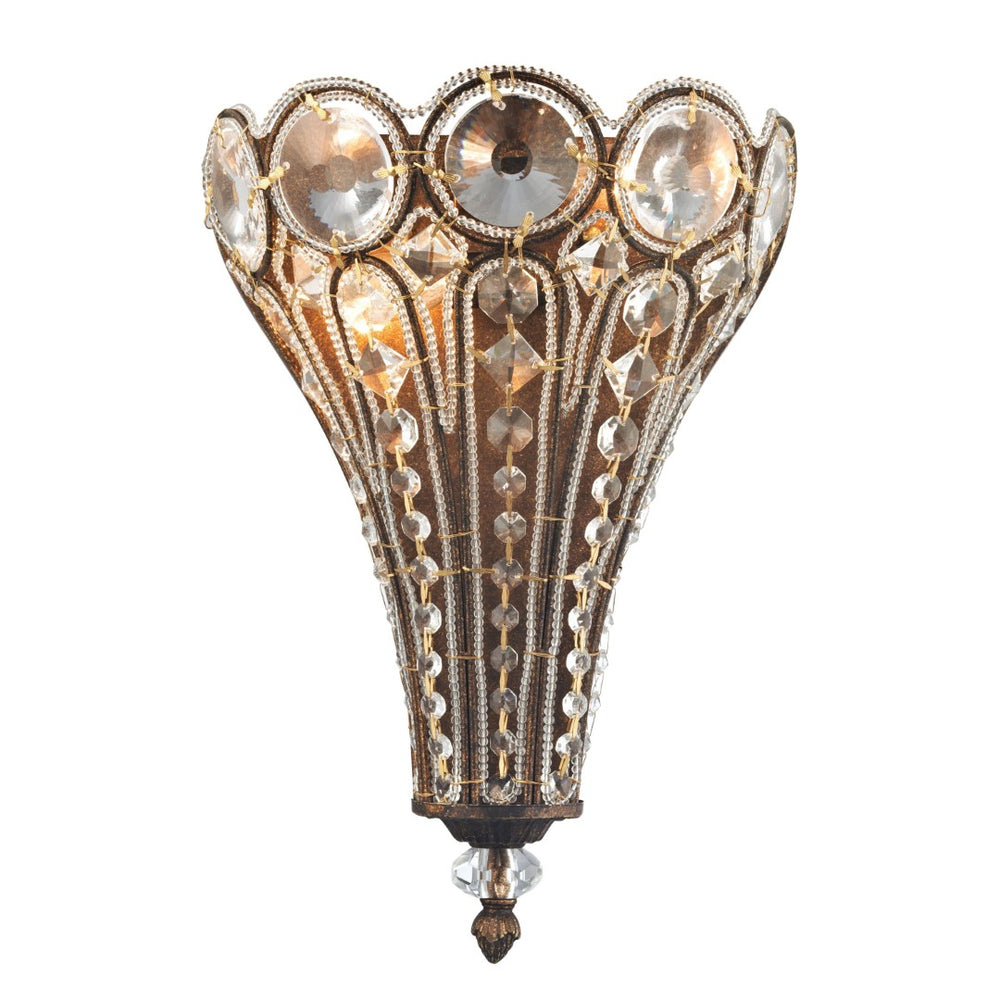 Atlas Christina 2-Light Victorian Wall Sconce with Crystal Detailing for Elegant Home Illumination Mocha 11'' WL11559-BZ