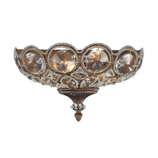 Atlas Christina 2-Light Victorian Wall Sconce with Crystal Detailing for Elegant Home Illumination Mocha 14'' WL11560-BZ