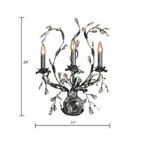 Atlas Circeo 24'' High 3-Light Wall Sconce - Deep Rust Finish with Crystal Droplets for Stunning Ambiance WL11565-BZ