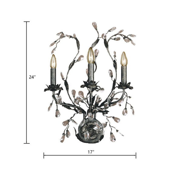 Atlas Circeo 24'' High 3-Light Wall Sconce - Deep Rust Finish with Crystal Droplets for Stunning Ambiance WL11565-BZ