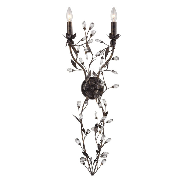 Atlas Circeo 32'' High 2-Light Wall Sconce - Elegant Rustic Charm with Crystal Accents for Indoors WL11566-BZ