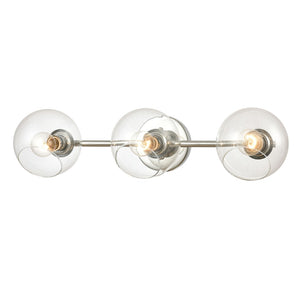 Atlas Claro 4-Light Vanity Fixture - Modern Clear Glass Spheres for Bright Bathroom Illumination Polished Chrome 26'' WL11568-CH