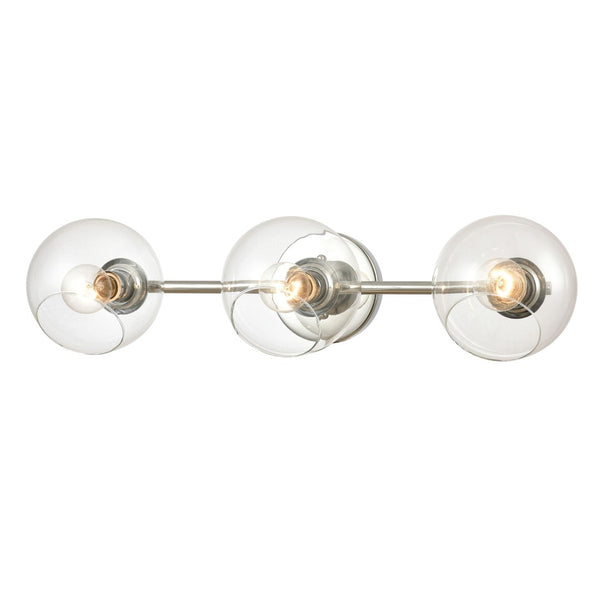 Atlas Claro 4-Light Vanity Fixture - Modern Clear Glass Spheres for Bright Bathroom Illumination Polished Chrome 26'' WL11568-CH