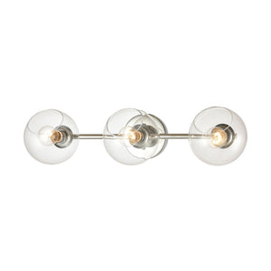 Atlas Claro 4-Light Vanity Fixture - Modern Clear Glass Spheres for Bright Bathroom Illumination Polished Chrome 26'' WL11568-CH