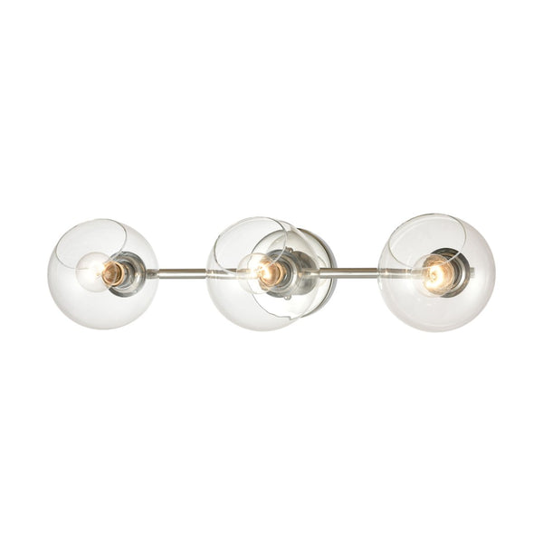 Atlas Claro 4-Light Vanity Fixture - Modern Clear Glass Spheres for Bright Bathroom Illumination Polished Chrome 26'' WL11568-CH