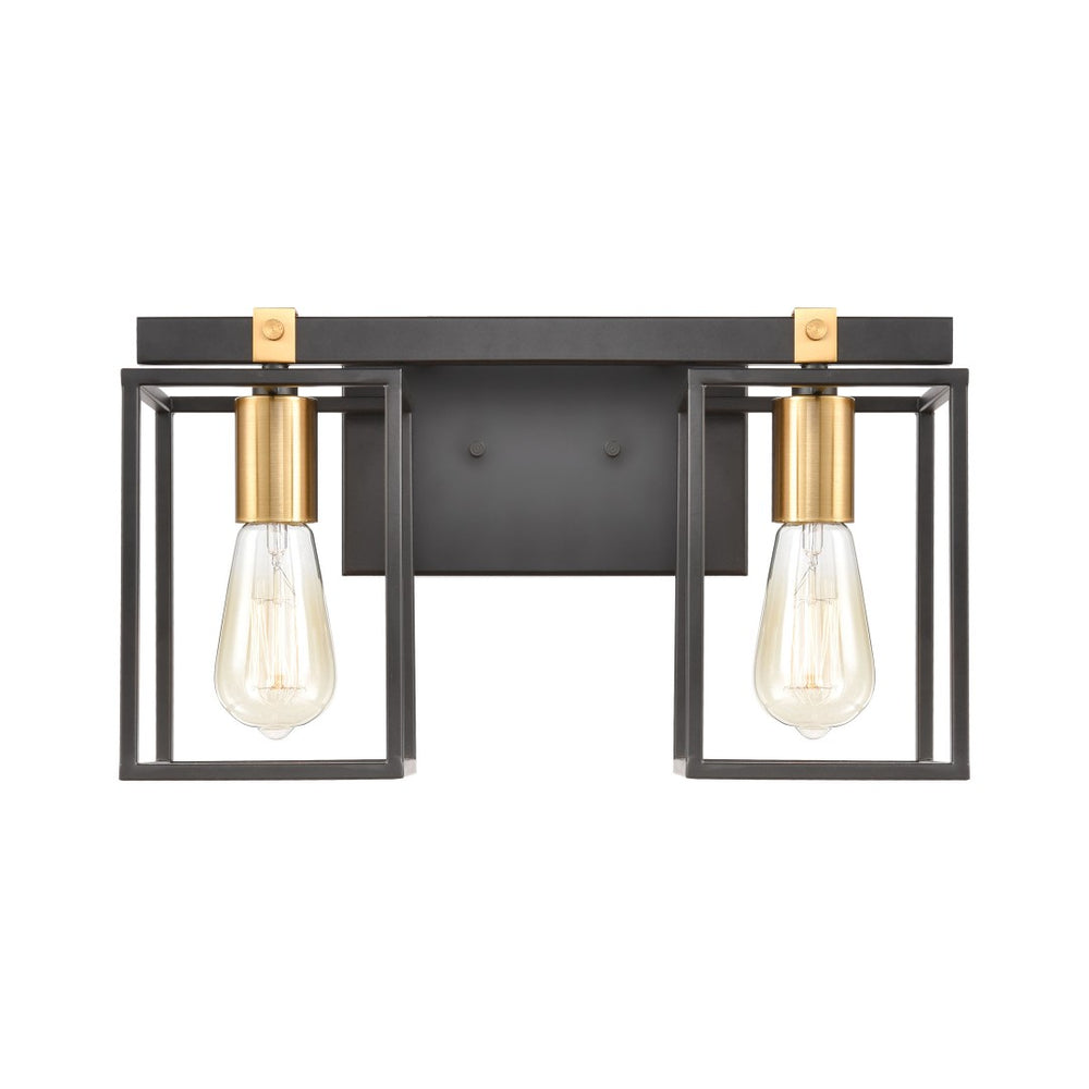 Atlas Cloe 2-Light Vanity Light Fixture - Stylish Industrial Design with Open Cage for Modern Spaces Matte Black 16'' WL11570-BK