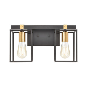 Atlas Cloe 2-Light Vanity Light Fixture - Stylish Industrial Design with Open Cage for Modern Spaces Matte Black 16'' WL11570-BK