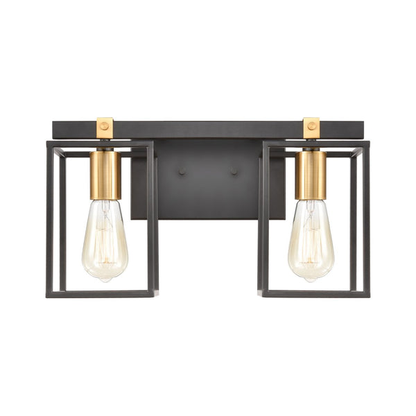 Atlas Cloe 2-Light Vanity Light Fixture - Stylish Industrial Design with Open Cage for Modern Spaces Matte Black 16'' WL11570-BK