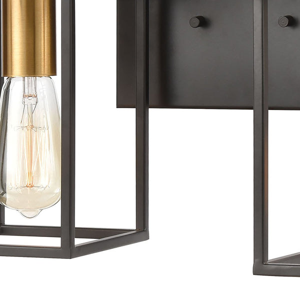Atlas Cloe 2-Light Vanity Light Fixture - Stylish Industrial Design with Open Cage for Modern Spaces Matte Black 16'' WL11570-BK