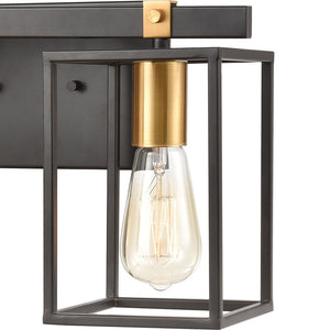 Atlas Cloe 2-Light Vanity Light Fixture - Stylish Industrial Design with Open Cage for Modern Spaces Matte Black 16'' WL11570-BK