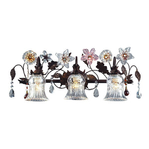 Atlas Cristallo Fiore 2-Light Vanity Light - Artisan Glass Elegance with Warm Metal for Any Space Deep Rust 26'' WL11576-BZ