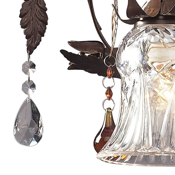 Atlas Cristallo Fiore 2-Light Vanity Light - Artisan Glass Elegance with Warm Metal for Any Space Deep Rust 26'' WL11576-BZ