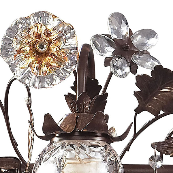 Atlas Cristallo Fiore 2-Light Vanity Light - Artisan Glass Elegance with Warm Metal for Any Space Deep Rust 26'' WL11576-BZ