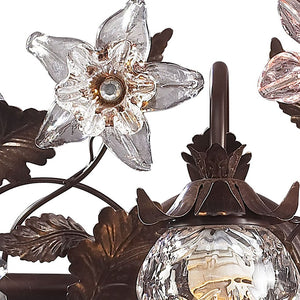 Atlas Cristallo Fiore 2-Light Vanity Light - Artisan Glass Elegance with Warm Metal for Any Space Deep Rust 26'' WL11576-BZ