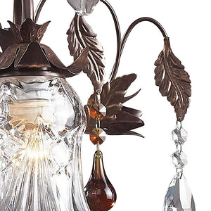 Atlas Cristallo Fiore 2-Light Vanity Light - Artisan Glass Elegance with Warm Metal for Any Space Deep Rust 26'' WL11576-BZ