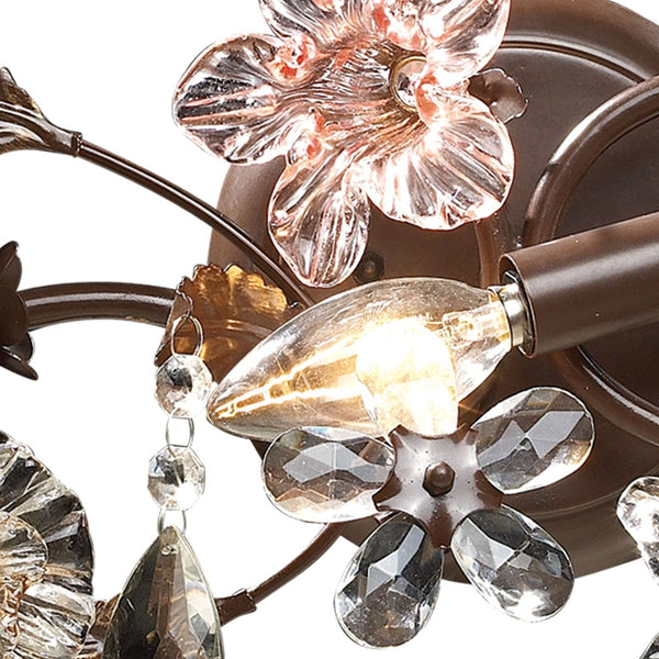 Atlas Cristallo Fiore 2-Light Vanity Light - Artisan Glass Elegance with Warm Metal for Any Space Deep Rust 30'' WL11577-BZ