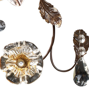 Atlas Cristallo Fiore 2-Light Vanity Light - Artisan Glass Elegance with Warm Metal for Any Space Deep Rust 30'' WL11577-BZ