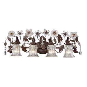 Atlas Cristallo Fiore 2-Light Vanity Light - Artisan Glass Elegance with Warm Metal for Any Space Deep Rust 33'' WL11578-BZ