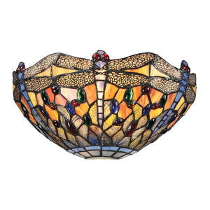 Atlas Dragonfly Tiffany-Style 6'' High 1-Light Sconce with Dark Bronze Base – Elegant Ambient Lighting Decor WL11585-MU
