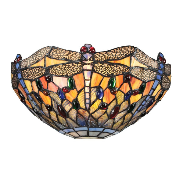 Atlas Dragonfly Tiffany-Style 6'' High 1-Light Sconce with Dark Bronze Base – Elegant Ambient Lighting Decor WL11585-MU