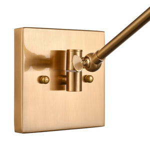 Atlas East Point 14.5'' High Adjustable Swingarm Wall Sconce with Geometric Glass Shade for Modern Spaces Satin Brass WL11587-BS