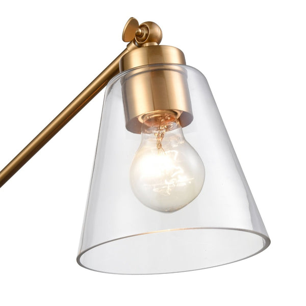 Atlas East Point 14.5'' High Adjustable Swingarm Wall Sconce with Geometric Glass Shade for Modern Spaces Satin Brass WL11587-BS