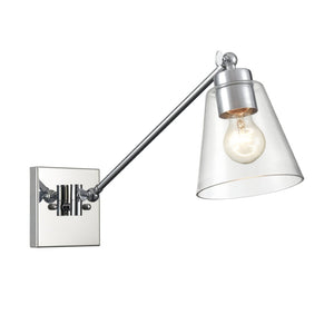 Atlas East Point 14.5'' High Adjustable Swingarm Wall Sconce with Geometric Glass Shade for Modern Spaces Polished Chrome WL11587-CH