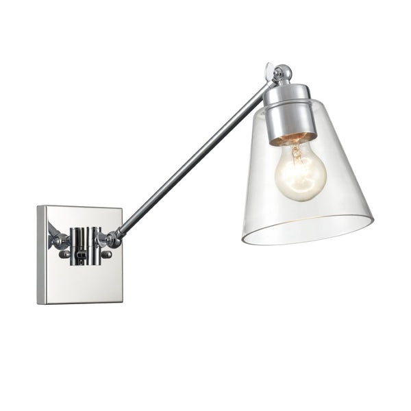 Atlas East Point 14.5'' High Adjustable Swingarm Wall Sconce with Geometric Glass Shade for Modern Spaces Polished Chrome WL11587-CH