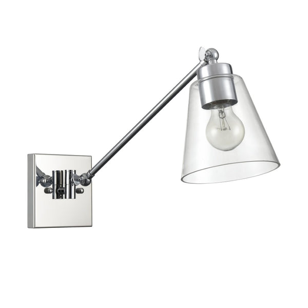 Atlas East Point 14.5'' High Adjustable Swingarm Wall Sconce with Geometric Glass Shade for Modern Spaces Polished Chrome WL11587-CH