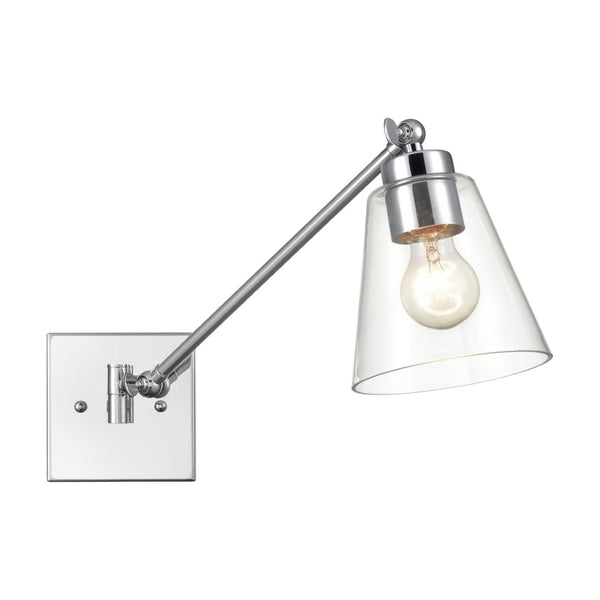 Atlas East Point 14.5'' High Adjustable Swingarm Wall Sconce with Geometric Glass Shade for Modern Spaces Polished Chrome WL11587-CH