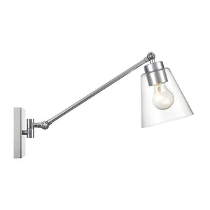 Atlas East Point 14.5'' High Adjustable Swingarm Wall Sconce with Geometric Glass Shade for Modern Spaces Polished Chrome WL11587-CH