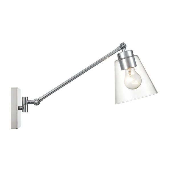 Atlas East Point 14.5'' High Adjustable Swingarm Wall Sconce with Geometric Glass Shade for Modern Spaces Polished Chrome WL11587-CH