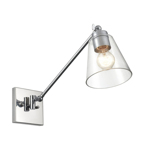 Atlas East Point 14.5'' High Adjustable Swingarm Wall Sconce with Geometric Glass Shade for Modern Spaces Polished Chrome WL11587-CH