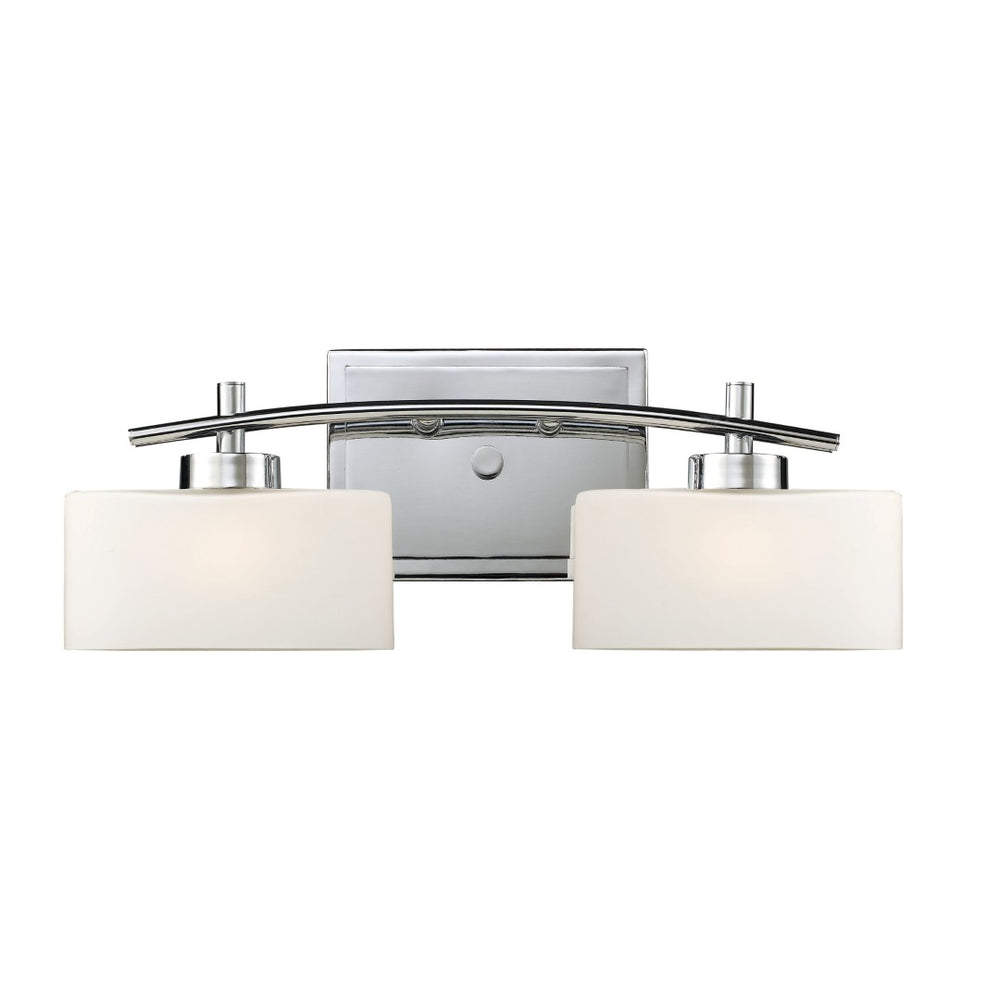 Atlas Eastbrook 2-Light Vanity Light Fixture - Contemporary Design with Opal Glass Shades for Modern Bathrooms Polished Chrome 18'' WL11590-CH