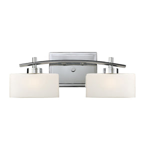 Atlas Eastbrook 2-Light Vanity Light Fixture - Contemporary Design with Opal Glass Shades for Modern Bathrooms Polished Chrome 18'' WL11590-CH