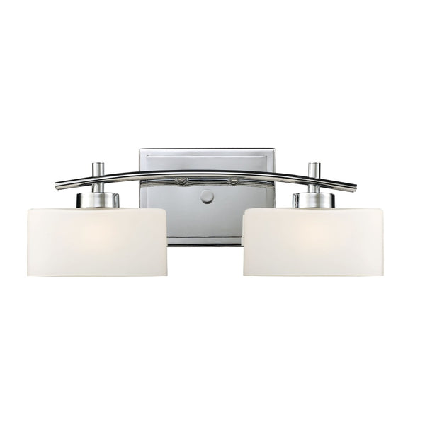 Atlas Eastbrook 2-Light Vanity Light Fixture - Contemporary Design with Opal Glass Shades for Modern Bathrooms Polished Chrome 18'' WL11590-CH