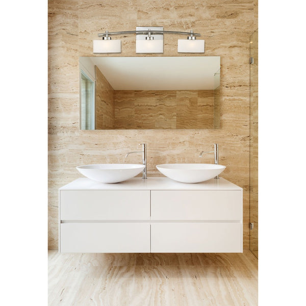 Atlas Eastbrook 2-Light Vanity Light Fixture - Contemporary Design with Opal Glass Shades for Modern Bathrooms Polished Chrome 29'' WL11591-CH