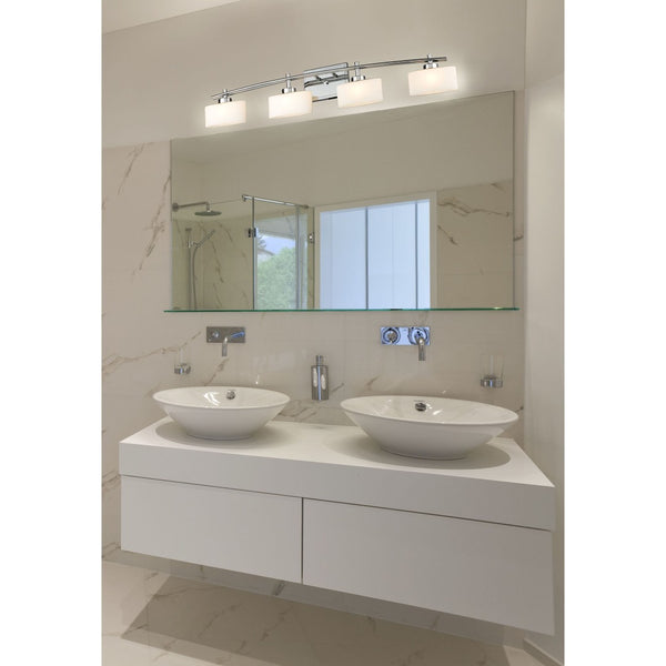 Atlas Eastbrook 2-Light Vanity Light Fixture - Contemporary Design with Opal Glass Shades for Modern Bathrooms Polished Chrome 39.5'' WL11592-CH