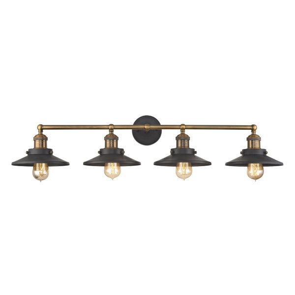 Atlas English Pub 2-Light Vanity Light Fixture – Vintage Industrial Charm for Bathrooms or Powder Rooms Antique Brass 38'' WL11601-BK