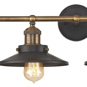 Atlas English Pub 2-Light Vanity Light Fixture – Vintage Industrial Charm for Bathrooms or Powder Rooms Antique Brass 38'' WL11601-BK