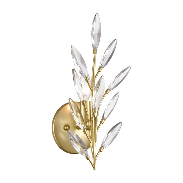 Atlas Flora Grace Elegant Wall Sconce - Nature-Inspired Design with Crystal Accents for Ambient Lighting Champagne Gold 6.75'' WL11607-GD