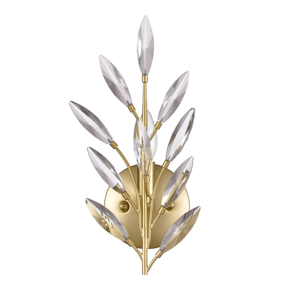 Atlas Flora Grace Elegant Wall Sconce - Nature-Inspired Design with Crystal Accents for Ambient Lighting Champagne Gold 6.75'' WL11607-GD