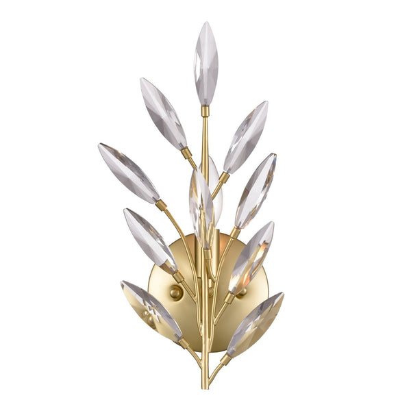 Atlas Flora Grace Elegant Wall Sconce - Nature-Inspired Design with Crystal Accents for Ambient Lighting Champagne Gold 6.75'' WL11607-GD