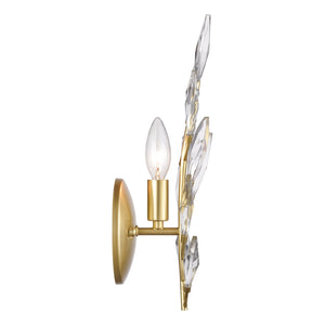 Atlas Flora Grace Elegant Wall Sconce - Nature-Inspired Design with Crystal Accents for Ambient Lighting Champagne Gold 6.75'' WL11607-GD